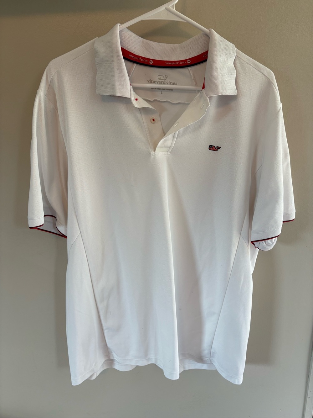 Vineyard Vines White Polo with Red Trim